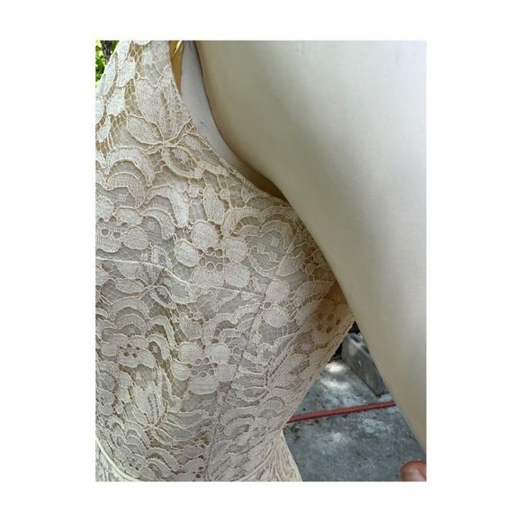 Vintage | 50s Lace Sheath Dress & Matching Sleeveless Jacket Ivory Pinup - Picture 13 of 16